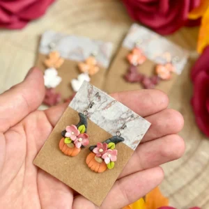 Pendientes calabaza con gnomo otoñal