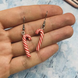 Pendientes navideños – Bastón de Caramelo