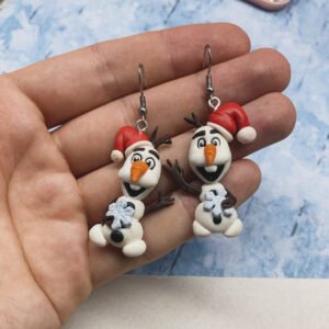 Pendientes navideños – Olaf con gorro de Navidad