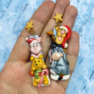 Pendientes navideños artesanales – Winnie the Pooh y amigos