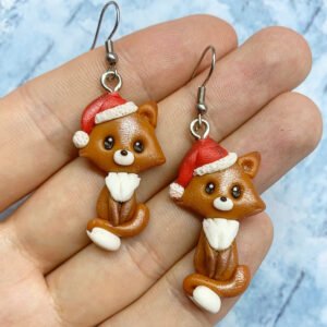Pendientes navideños – Zorro con gorro de Navidad