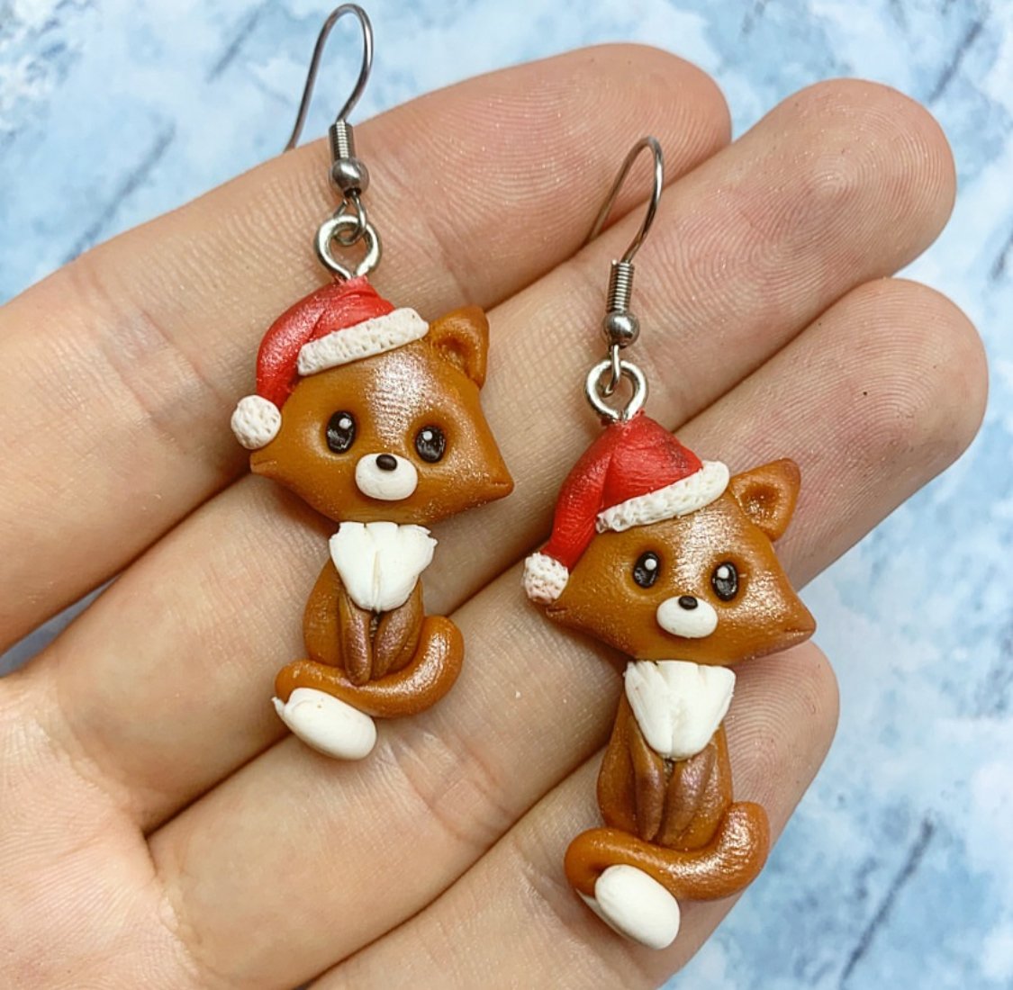 Pendientes navideños – Zorro con gorro de Navidad