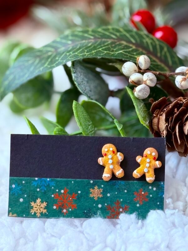 Pendientes navideños artesanales – Muñeco de Jengibre