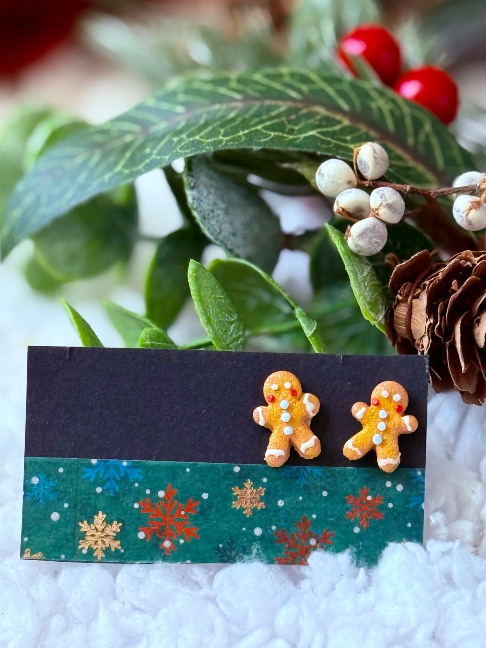 Pendientes navideños artesanales – Muñeco de Jengibre