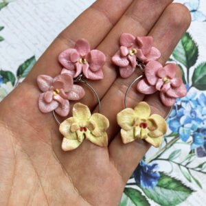 Pendientes florales con flores de orquídea