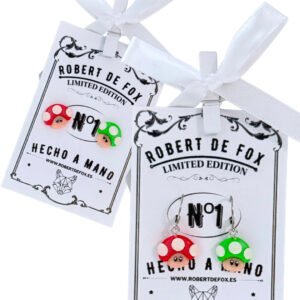 Pendientes hongo gamer retro - botón o colgante