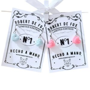 Pendientes colgantes de macaron en forma de corazón