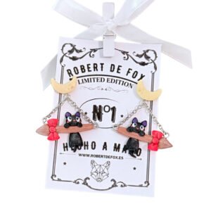 Pendientes Geek Chic - Gatito negro mágico bajo la luna