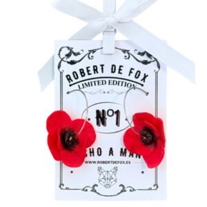 Pendientes de amapola roja - en aro