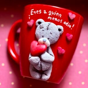 Taza osito divertida – “¡Eres a quien menos odio!” – regalo original y adorable