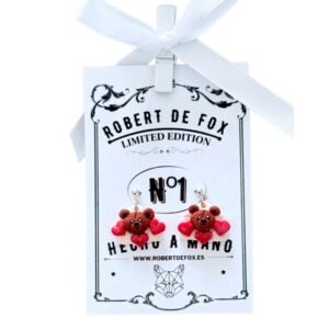 Pendientes artesanales osito con corazones