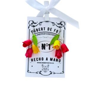 Pendientes Tulipanes colgantes con hojas plateadas
