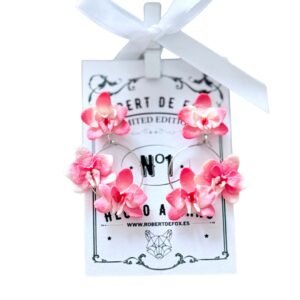 Pendientes Orqídea rosa y blanco
