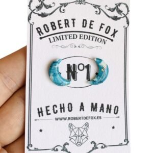 Pendientes de luna turquesa, blanco y dorado efecto cristal Botón