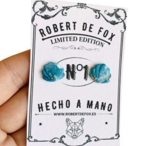 Pendientes de concha turquesa, blanco y dorado efecto cristal