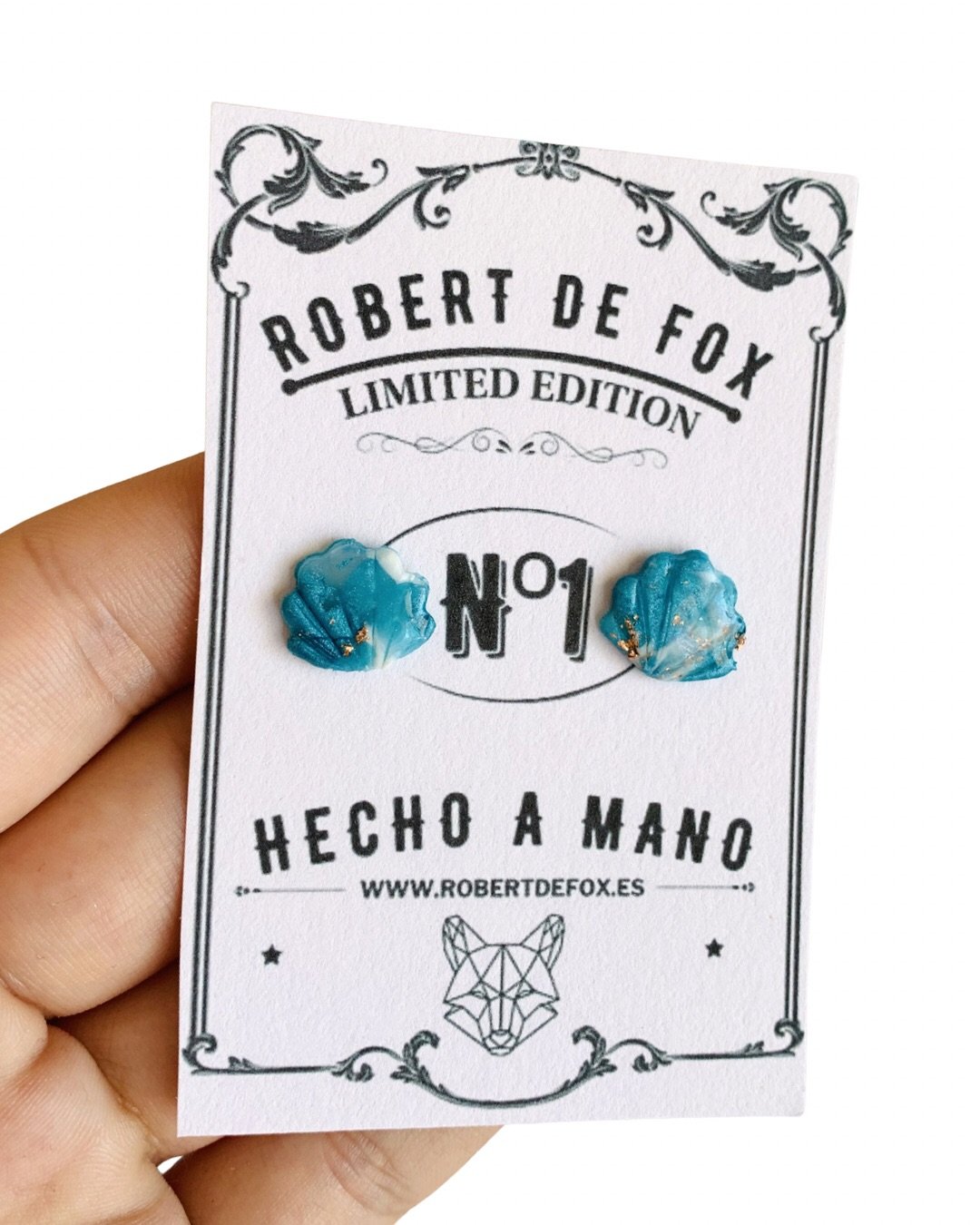 Pendientes de concha turquesa, blanco y dorado efecto cristal