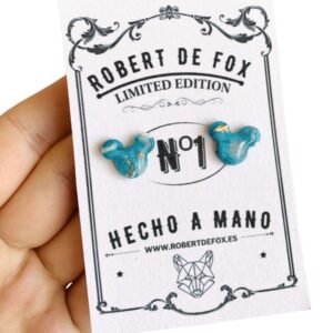 Pendientes Mickey turquesa, blanco y dorado efecto cristal