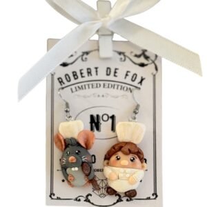 Pendientes artesanales inspirados en Ratatouille con chef y ratoncito