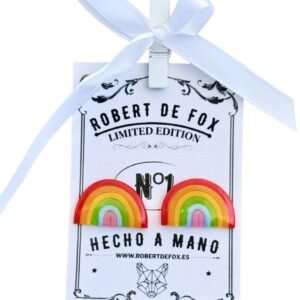 Pendientes de botón arcoíris – Hechos a mano