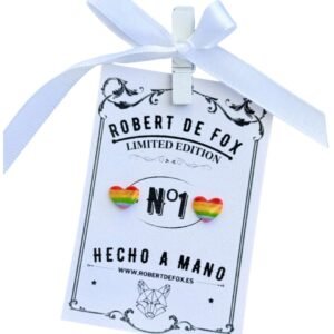 Pendientes de botón corazón arcoíris – Mini Pride