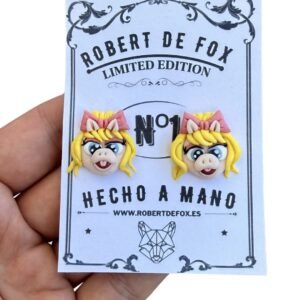 Pendientes Miss Piggy botón