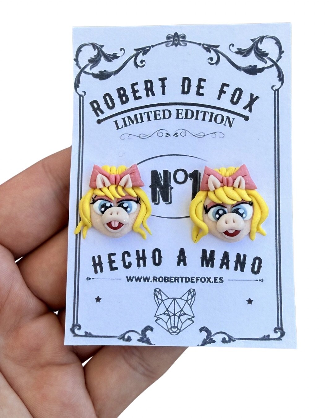 Pendientes Miss Piggy botón