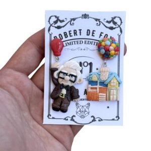 Pendientes casa con globos y abuelo aventurero inspirados en Up