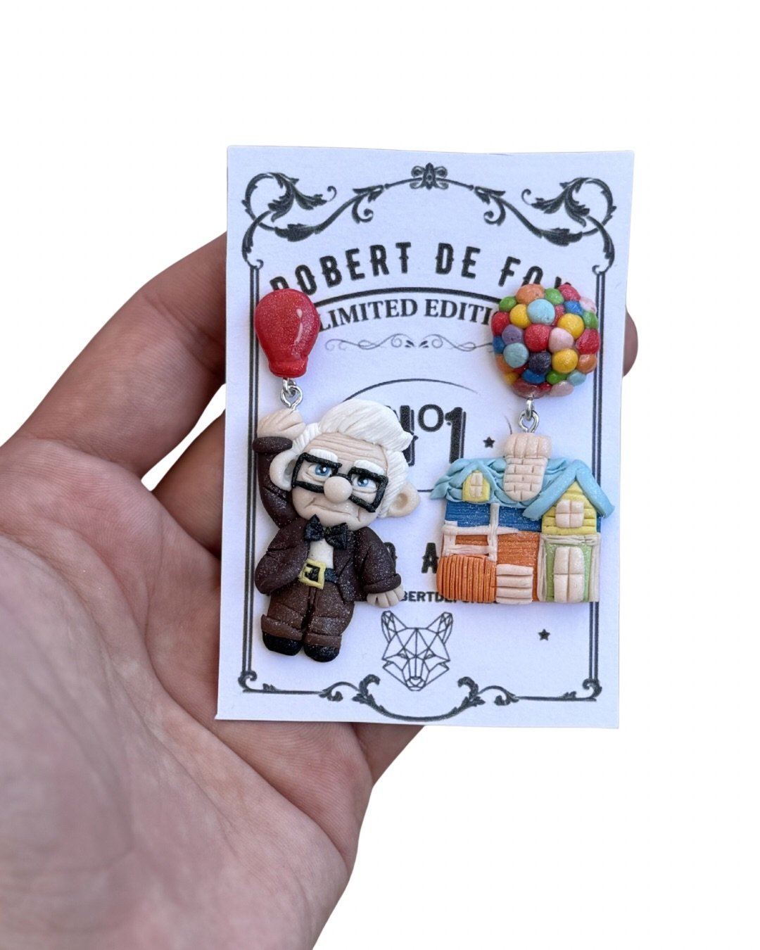 Pendientes casa con globos y abuelo aventurero inspirados en Up