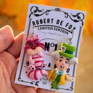 Pendientes Sombrerero Loco y Gato Cheshire –Inspirado en Alicia en el País de las Maravillas