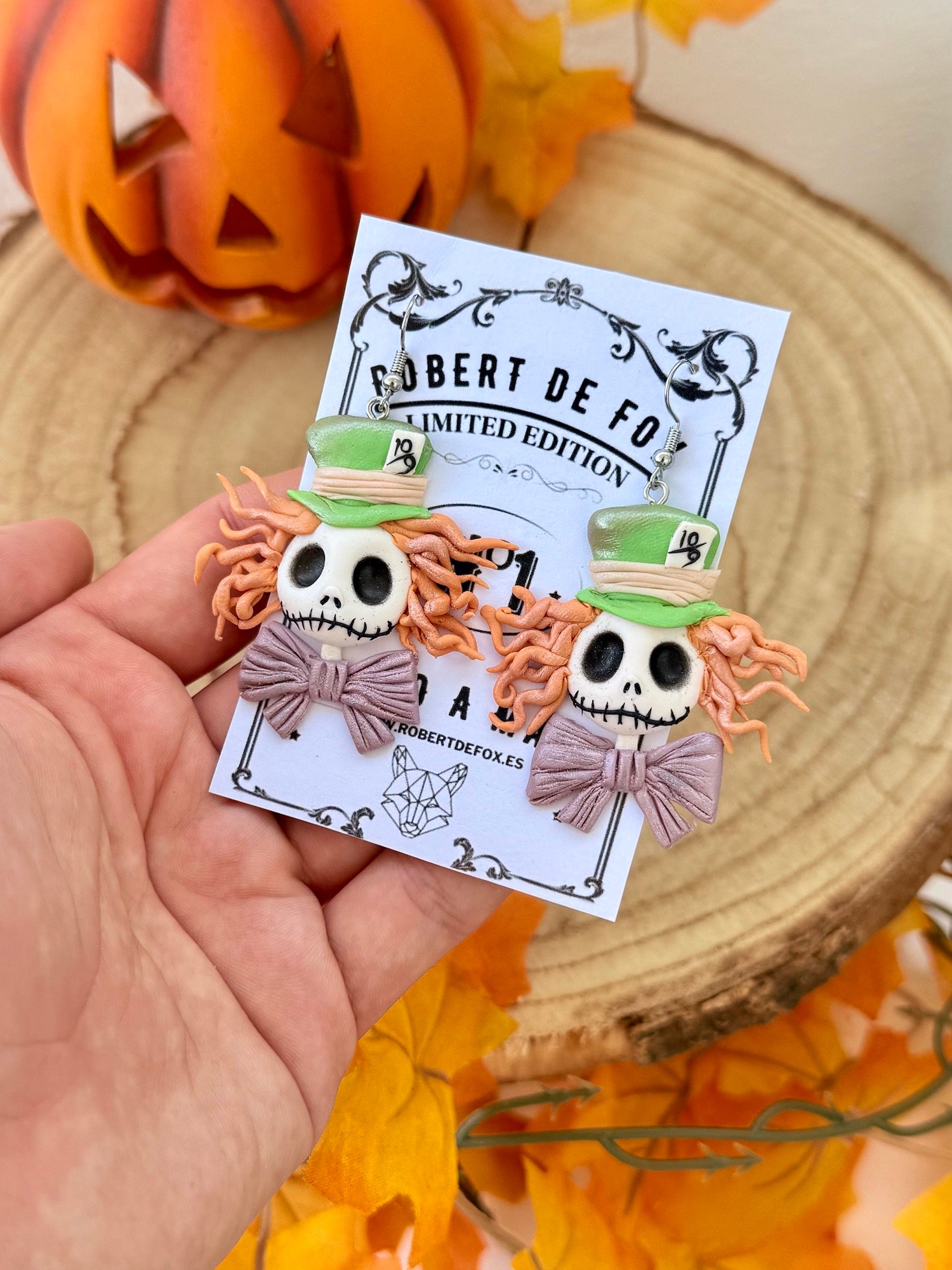Pendientes Jack Skellington Sombrerero Loco – Edición Halloween