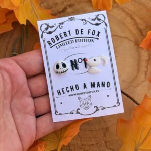 Pendientes de botón Jack Skellington y Zero – Pesadilla antes de Navidad